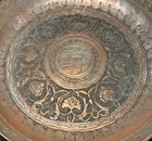 Antique Islamic Brass Tray Inlaid Silver Copper Persian Ottoman