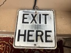 Vintage Exit Here Street Road Sign Embossed Metal 18  X 18  Rare Collectible