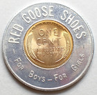 Red Goose Shoes Advertising Good Luck Token - Encased 1949  Wheat Penny