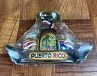 Barquito  Flask  And 2 Shot Glass In Leather With Puerto Rico Designs-artesania
