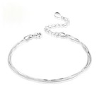 10  Sterling Silver Multilayer Ankle Bracelets Women Snake Foot Chain Jewelry