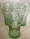 Coca Cola Drinking Glass Lot Of Three Vtg Green 6     12 Ounces Read Description