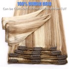 Extra Thick Double Weft Remy Human Hair Clip In Hair Extensions Full Head Blonde