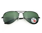 Ray-ban Rb3025 Aviator Pilot Sunglasses Black Frame Polarized Green Lens 58mm