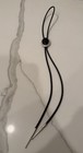 Vintage Navajo Sterling Silver Black Onyx Black Leather Men   s Bolo Tie 34   