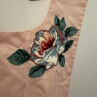 Vintage 50s Pink Cotton Full Pinafore Apron Floral Applique Lace Pocket Retro