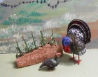 German Turkey And Baby With Corn Field - Germany  Mache  Wire Feet