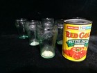 6 Coca-cola Glass Miniature Drinking Cup Coke Green Dimple 8oz 3 75  Nwt