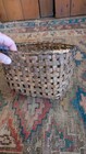Antique Early Primitive Handmade Wood Splint Square Basket 9  Patina