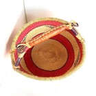 African Ghana Market Bolga Basket Hand Woven Leather Wrap Handle 21    Wide