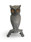 Antique Owl Andirons Yellow Glass Eyes Fireplace Display Decor Cast Iron 144 U