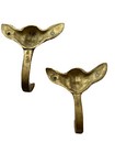 Vintage Set Of Two  Solid Brass Hooks Cherubs 4 X 4  Made In Japan No Screws