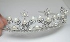 Natural Rose Cut Diamond Sterling Silver Freshwater Pearl Wedding Crown Tiara
