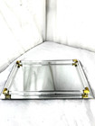 Vtg Mirror Glass Vanity Tray Rail Perfume Filigree Brass Caps Footed Dresser New