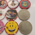 Lot Of 15 Vintage Las Vegas Casino Chips   Tokens  All Closed Casinos   1 And  5
