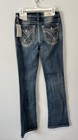 Nwt Miss Me Mid-rise Boot Cut Rhinestone Jeans Women s 29 X 34 Blue Medium Wash