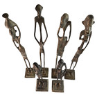 Vintage Brutalist Elongated African Tribal Brass Bronze Statues Modernist   6 