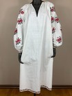Antique Ukrainian Embroidered Linen Dress Vyshyvanka Floral Folk Shirt