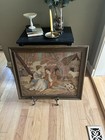 Antique Framed Needlepoint Tapestry Depicting A 18th Century Couple On A Farm 