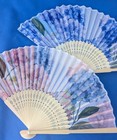 Ajisai-japanese Folding Fans Set Of 2     Hydrangea Design With Cases