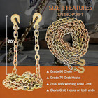 G80 Transport Binder Chain 3 8  X 20ft With Hooks  7100 Lbs  2 Pack