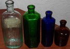 4 Antique Bottles Skull Laudanum Poison  antique  Labels Watson Greenville  Ill 
