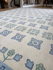 Hand Knotted  Wool Rug Blue Green Floral 9x12  10x14 Wool Rug  Living Room