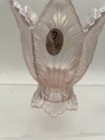 Vtg Fenton Pink Opalescent Carnival Glass Tulip Two-way Candle Holder W sticker