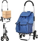 Folding Stair Climbing Shopping Cart Utility Hand Truck W handle   Bag 6 Wheels