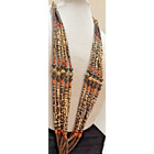 Antique 1850-1900 African Cow Batik Bone Beaded Ceremonial Necklace 28  Long