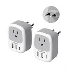 2 Pack European Travel Plug Adapter  Us To Eu Power Converter  Compact Design