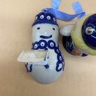 Lot Of 3 Vintage Polish Ceramic Christmas Ornaments Angel Snowman New Read