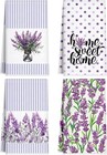 4 Pack Purple Lavender Kitchen Towels  Farmhouse Floral  18x26 Inch