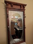 Vintage Hall Tree With Etched Glass And White Marble Top