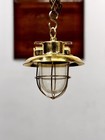 Original Ship Salvaged Brass Hanging Light     Nautical Ceiling Fixture With Shade