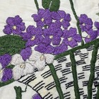 Vintage Embroidery Crewel Panel Violets Flowers Basket Unframed Floral 20x21   