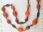 Old Rare Antique Tibetan Nepalese 800 Silver Carnelian Stone Bead 36  Necklace