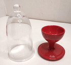 New Set Of 4 Curtis Stone Red Egg Cups With Glass Dome Covers  Free Shipping