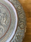 Antique Islamic Persian Art Copper Tray Flowers And Birds Handmade Masterpiece