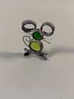 Vintage Handmade Mice Leaded Stained Glass Mouse Sun Catcher Cute 