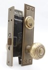 Vintage Traditional Sargent Beaded Brass Entry Door Knob Set