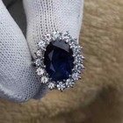7 70 Ct Oval Cut Natural Sapphire   Diamond Wedding Ring 14k White Gold 7 8 9