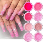 Pink Nail Glitter Powder  12pcs Nail Art Sequins Dust Set  Holographic Paillette