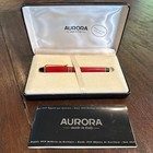 Aurora Vintage Fountain Pen Red Black Resin  Gold Trim  14kgd Nib M