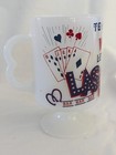 Vtg To Hell With Work Lets Go To Las Vegas Footed Milk Glass Mug 1960s 1970s