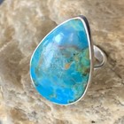 Blue Kingman Turquoise Navajo Sterling Silver Ring Size 8 Adjustable 12791