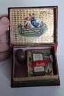 Antique 1879 Victorian Leather   Velvet Book Sewing Box W  Thimble  clean 
