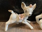 2 Deer Doe Figurines Pink Flowers Gold White Japan Ceramic Vintage 4 1 2  3 1 2 