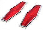 Red Hexagon Reflectors 1-3 4  X 5-1 2 Acrylic Lens Chrome Trim Stick-on Gg 80864