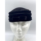 Womens Evening Church Dress Hat Black Velvet